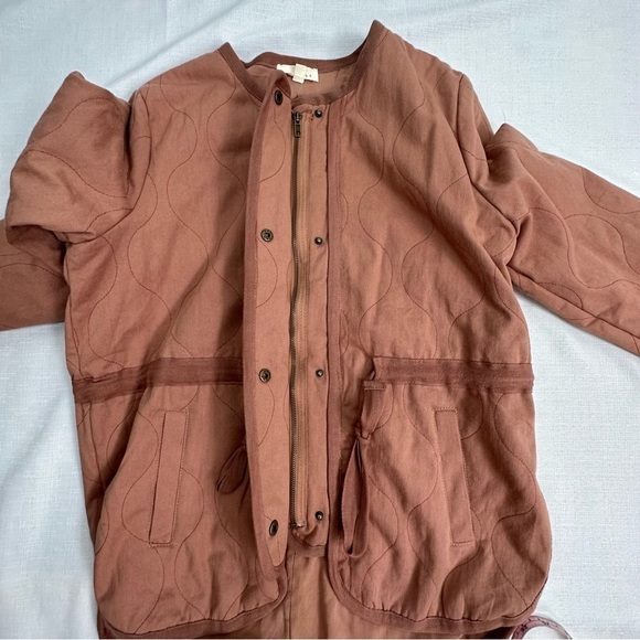 Promesa Large Mauve Pink Slow Lane Quilted Drawstring Zip Up Jacket - Picture 9 of 16